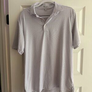 Peter Millar Crafty Stripe Short Sleeve Performance Polo, Size Medium White/Purp